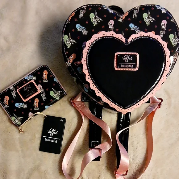 Loungefly Valfre wallet and backpack Amazon.com: Loungefly Valfre Double Heart Mini Backpack  main image 2